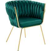 Renee Dining Chair in Green Velvet & Gold Steel